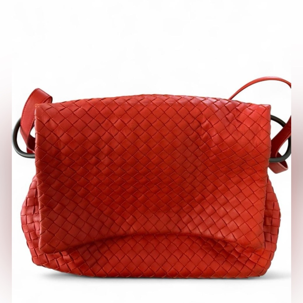 Bottega Veneta Intrecciato Leather Flap Shoulder Bag